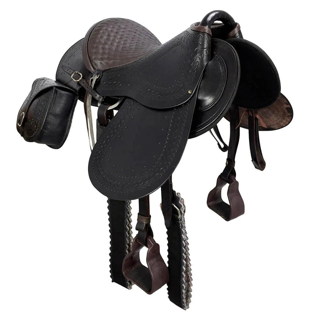 Australian Saddle with Flap and Saddlebag - Brown