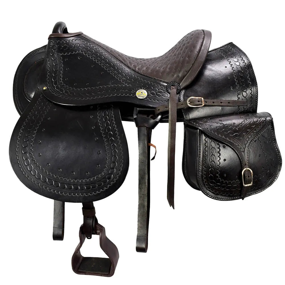 Australian Saddle with Flap and Saddlebag - Brown
