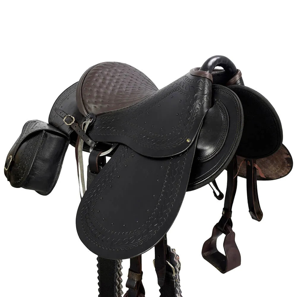 Australian Saddle with Flap and Saddlebag - Brown