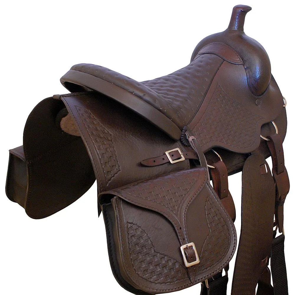 Trail Riding Western Saddle 15" Buffalo Leather - color Brown