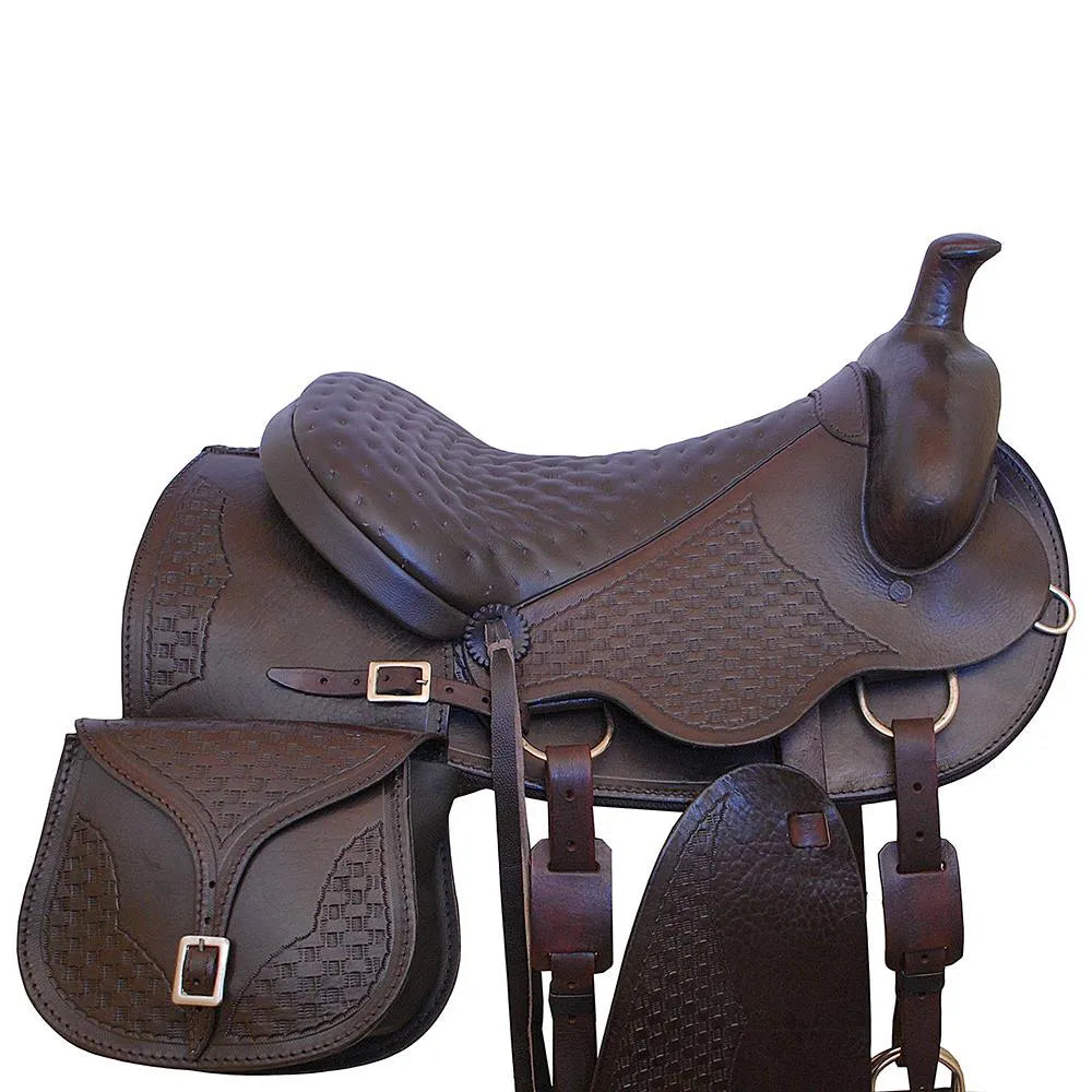 Trail Riding Western Saddle 15" Buffalo Leather - color Brown