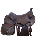 Trail Riding Western Saddle 15" Buffalo Leather - color Brown