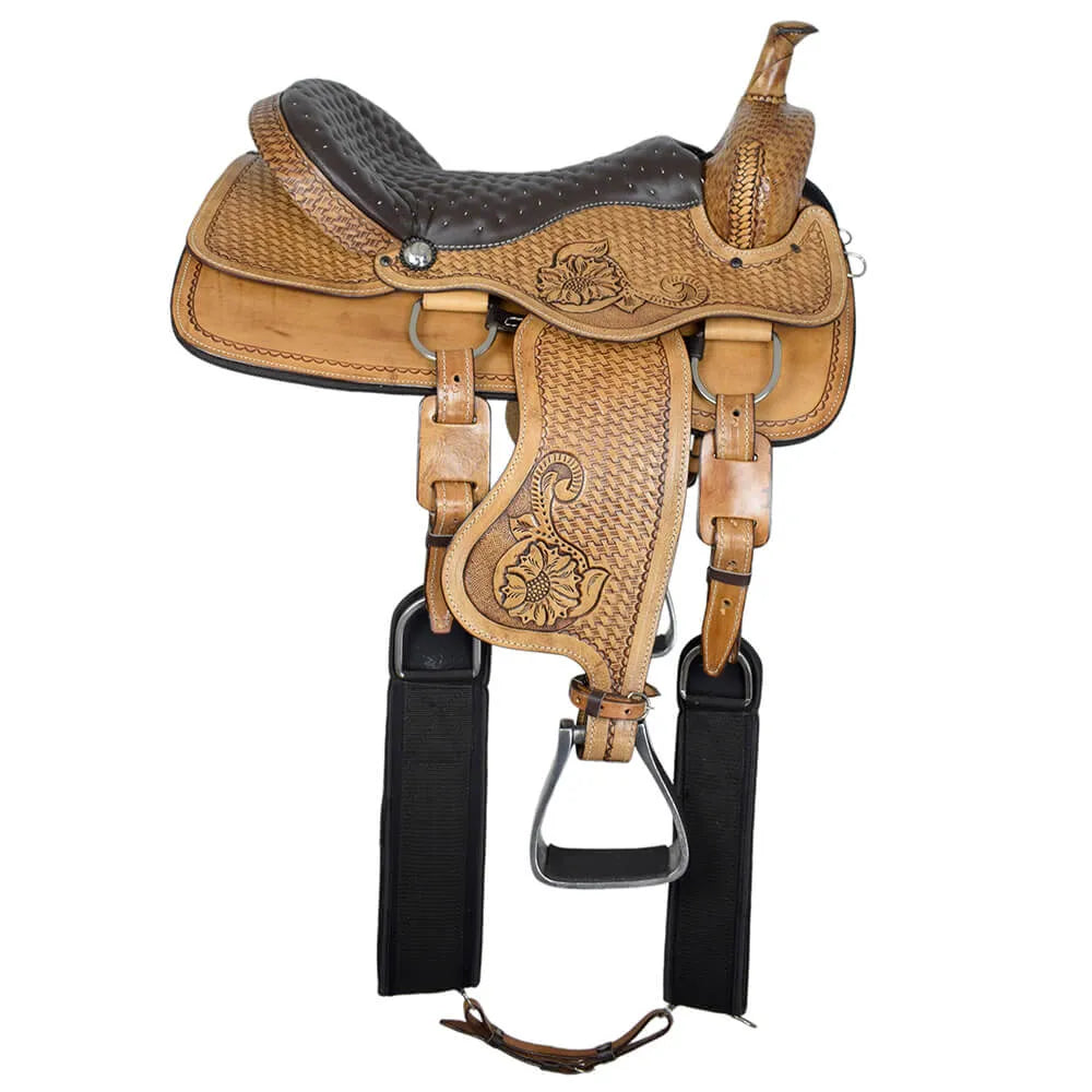 Western Carved Saddle - Natural (AS12019)