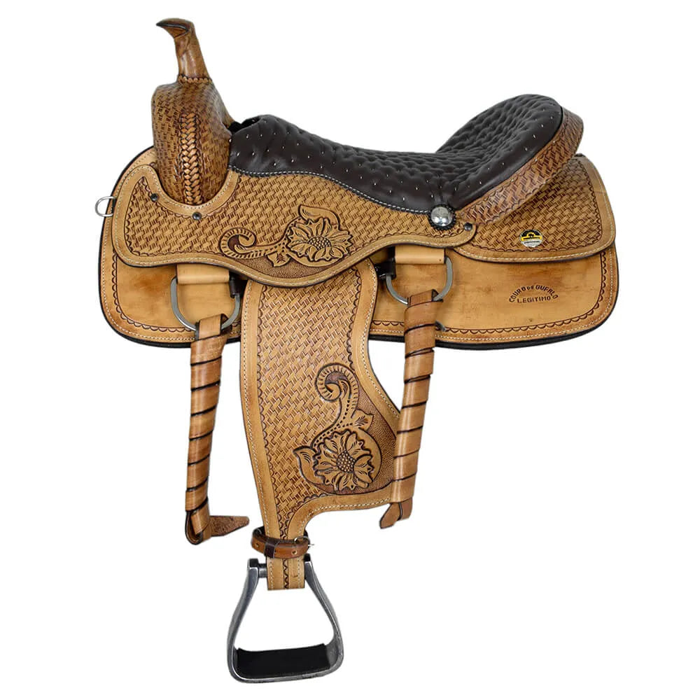 Western Carved Saddle - Natural (AS12019)