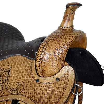 Western Carved Saddle - Natural (AS12019)