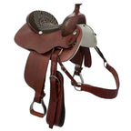Barrel Racing & Trail Riding Western Saddle 15" Buffalo Leather - color Havana