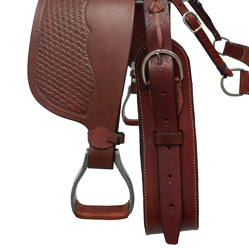 Barrel Racing & Trail Riding Western Saddle 15" Buffalo Leather - color Havana