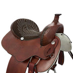 Barrel Racing & Trail Riding Western Saddle 15" Buffalo Leather - color Havana