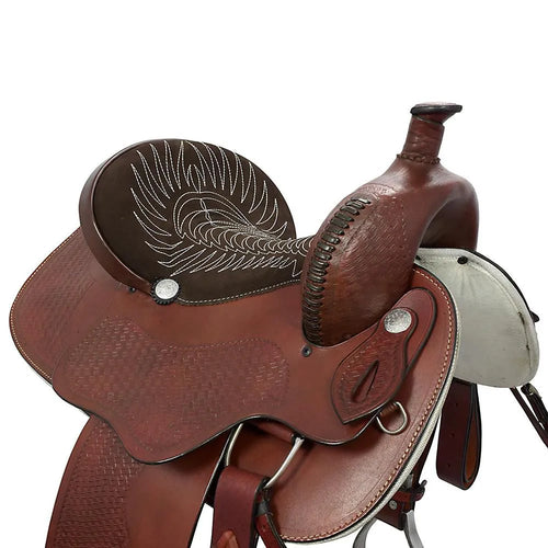 Barrel Racing & Trail Riding Western Saddle 15" Buffalo Leather - color Havana