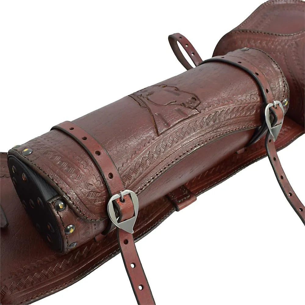 Saddlebag with Bottle Holder - Waxed Leather - Havana