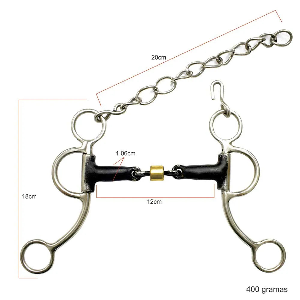 "F" Bit with Iron Mouthpiece and Salivary Relief - Stainless Steel