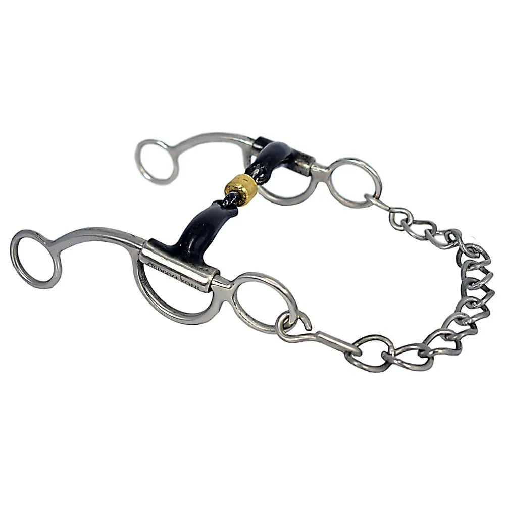 "F" Bit with Iron Mouthpiece and Salivary Relief - Stainless Steel