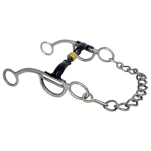 "F" Bit with Iron Mouthpiece and Salivary Relief - Stainless Steel