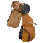 Saddlebag with Bottle Holder - Waxed Leather - Natural
