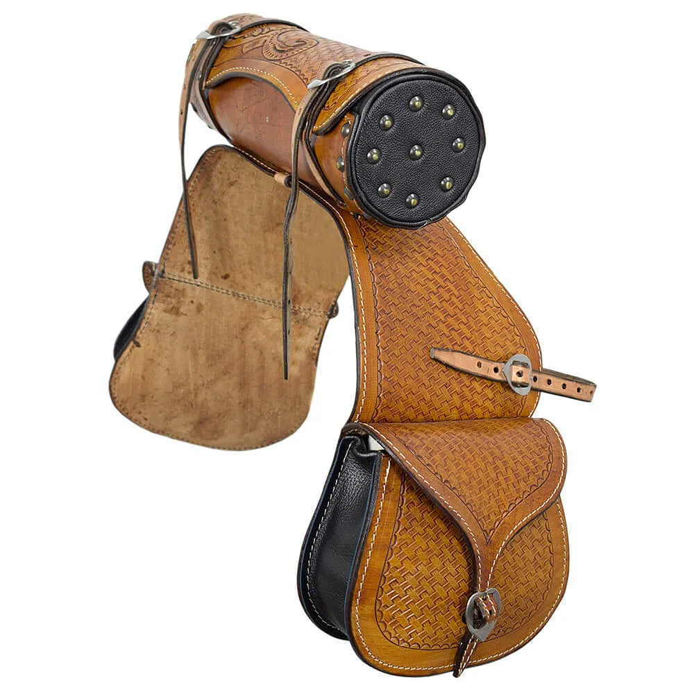 Saddlebag with Bottle Holder - Waxed Leather - Natural