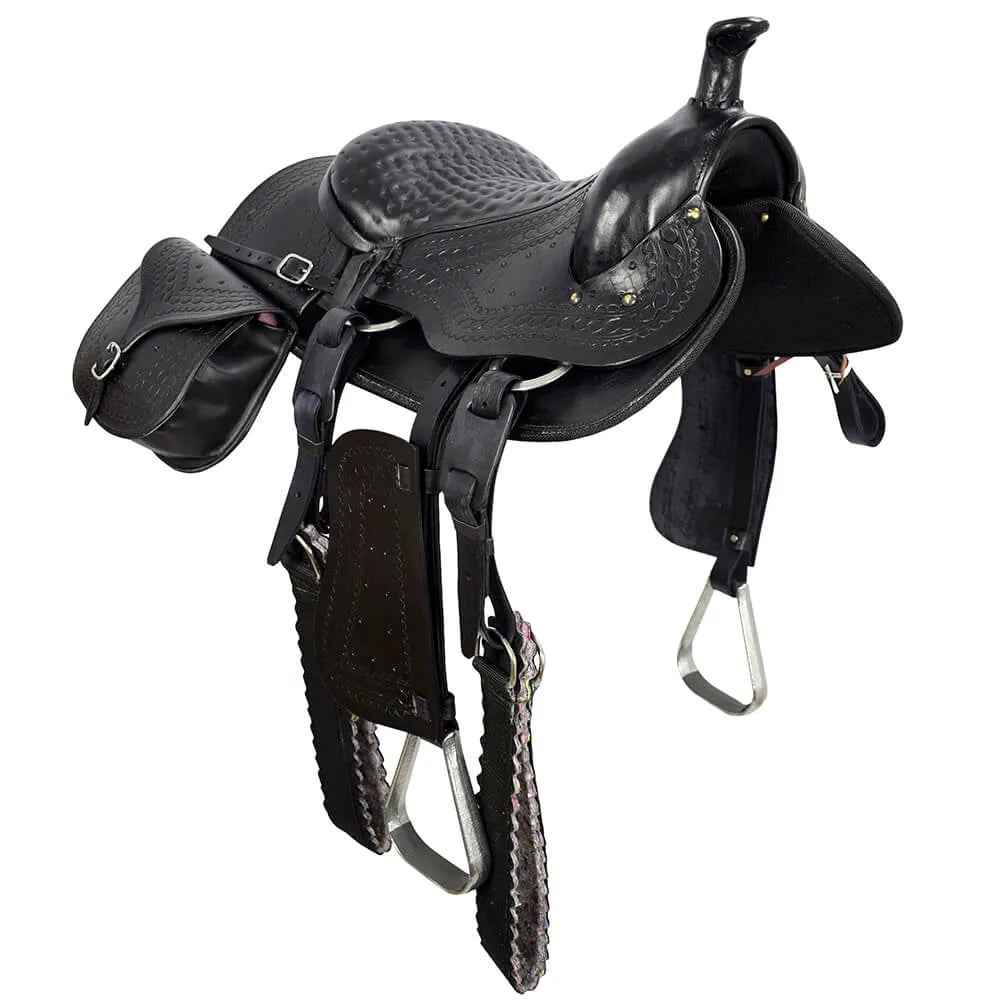 Traditional American Saddle with Saddlebag - Black