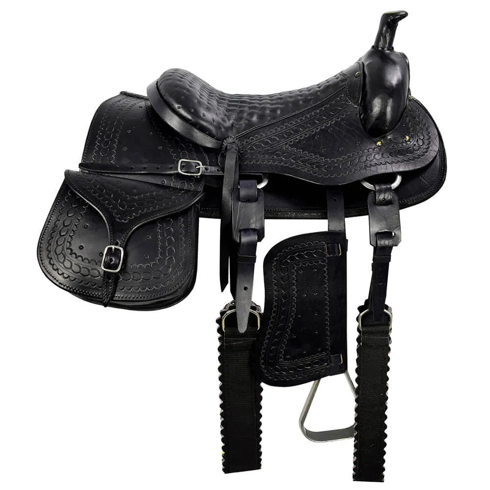 Traditional American Saddle with Saddlebag - Black