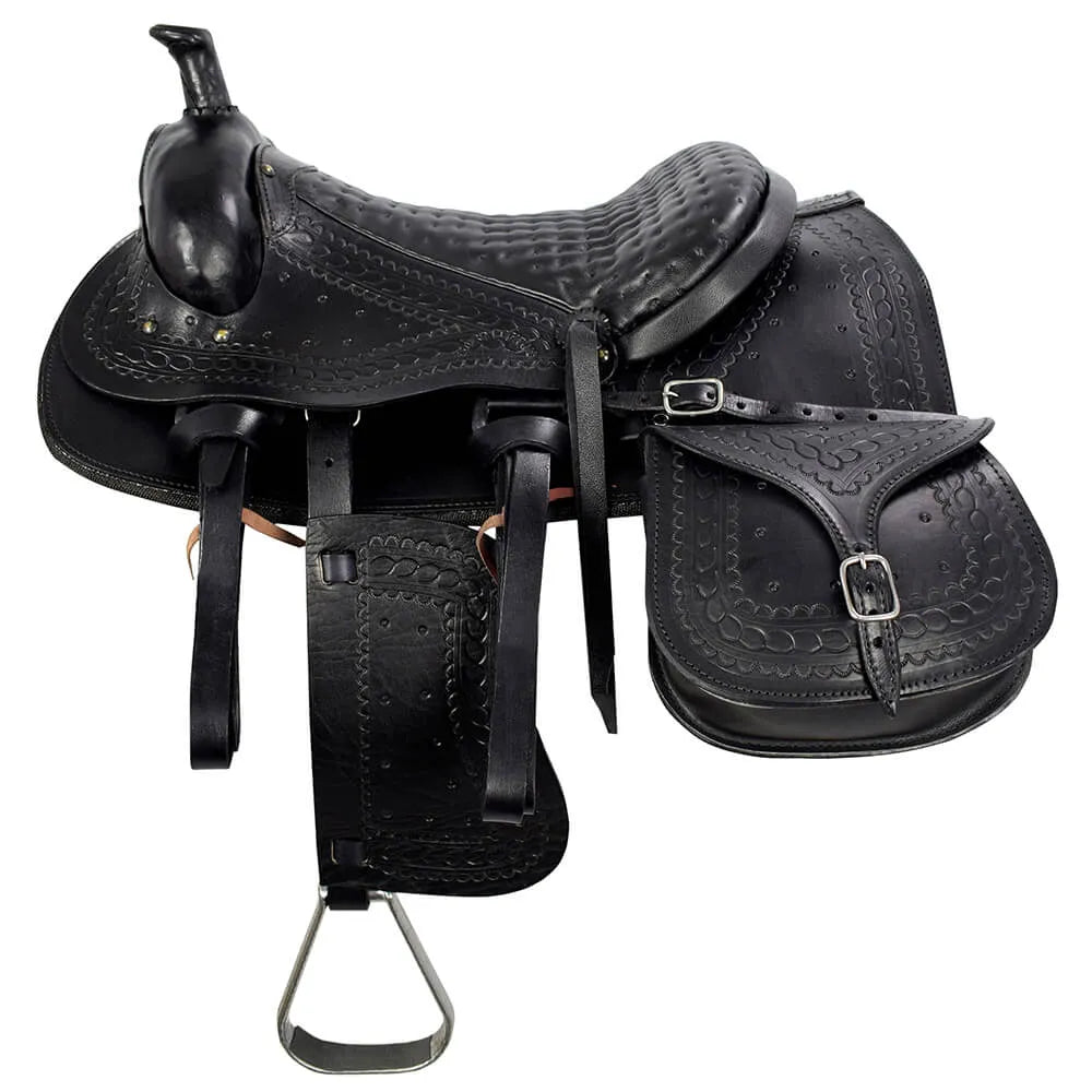 Traditional American Saddle with Saddlebag - Black
