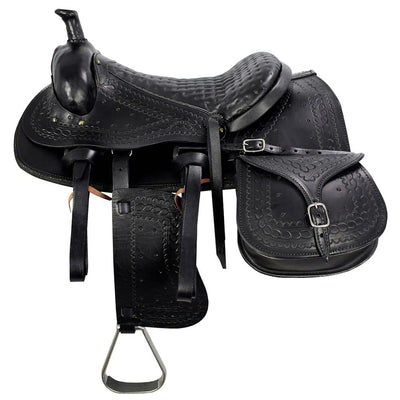 Traditional American Saddle with Saddlebag - Black (AS12013)