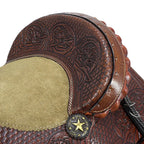 Roping Western Saddle Premium Calf 15" Buffalo Leather - color Brown