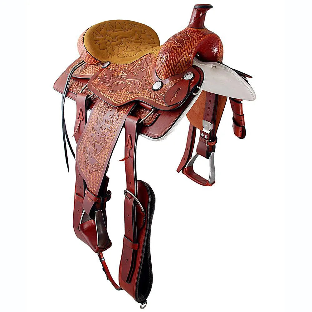 Roping Western Saddle Pro Team 16" Buffalo Leather - color Havana