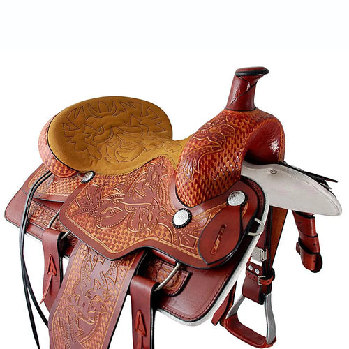 Roping Western Saddle Pro Team 16" Buffalo Leather - color Havana