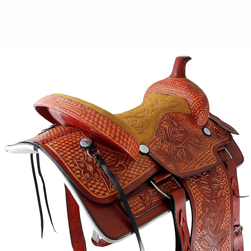 Roping Western Saddle Pro Team 16" Buffalo Leather - color Havana