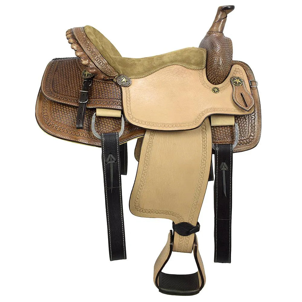 Roping Western Saddle Premium 16" Buffalo Leather - color Natural