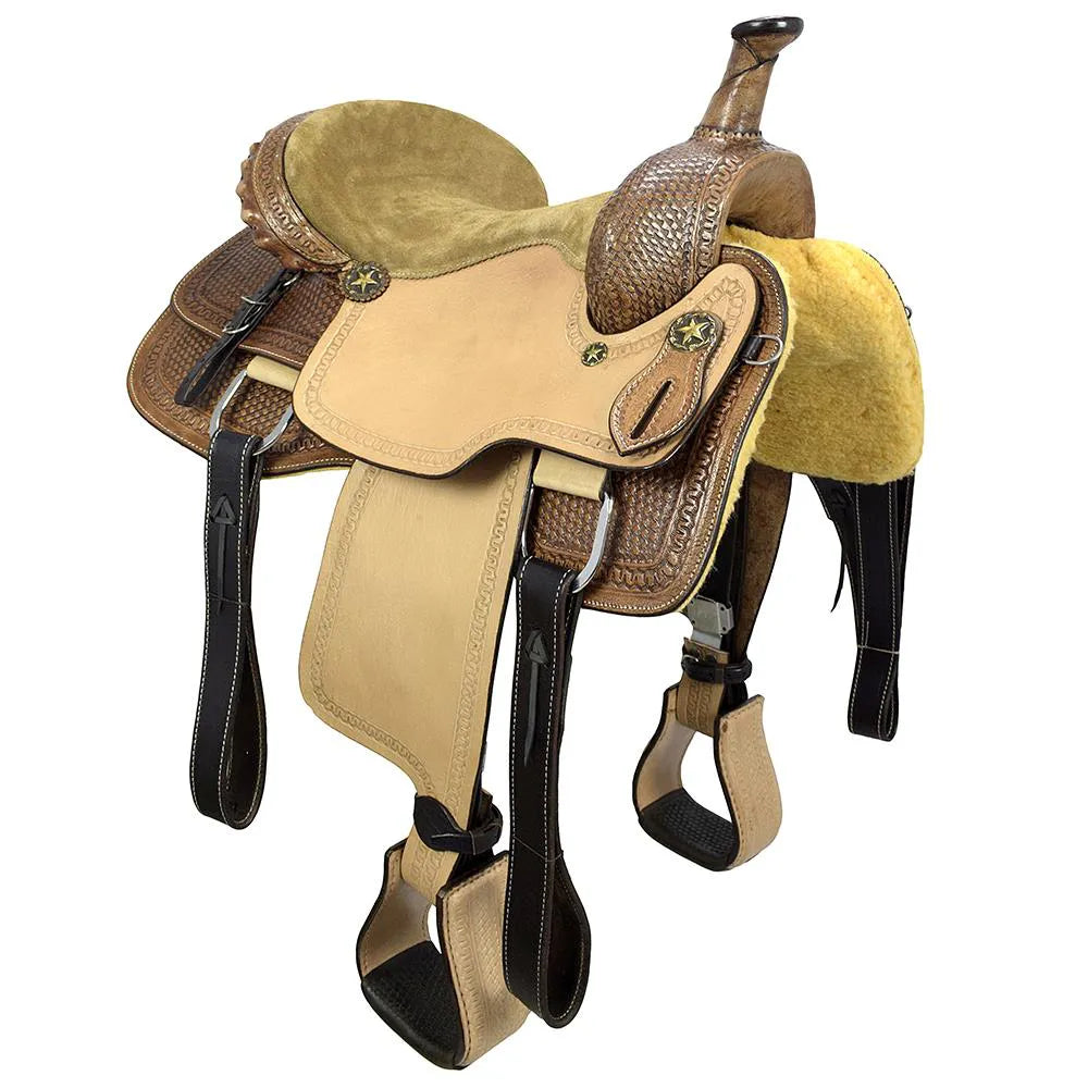 Roping Western Saddle Premium 16" Buffalo Leather - color Natural