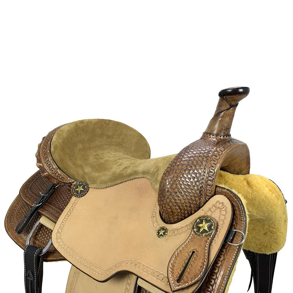 Roping Western Saddle Premium 16" Buffalo Leather - color Natural