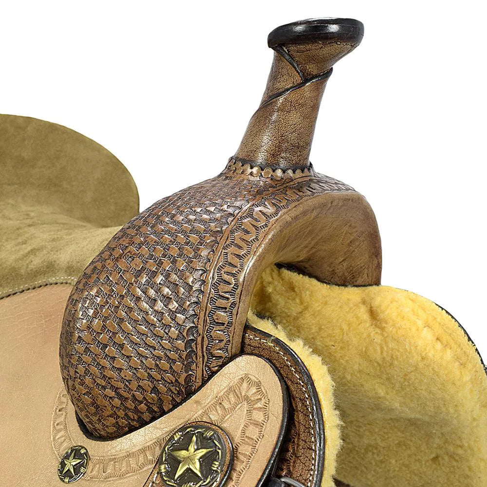 Roping Western Saddle Premium 16" Buffalo Leather - color Natural