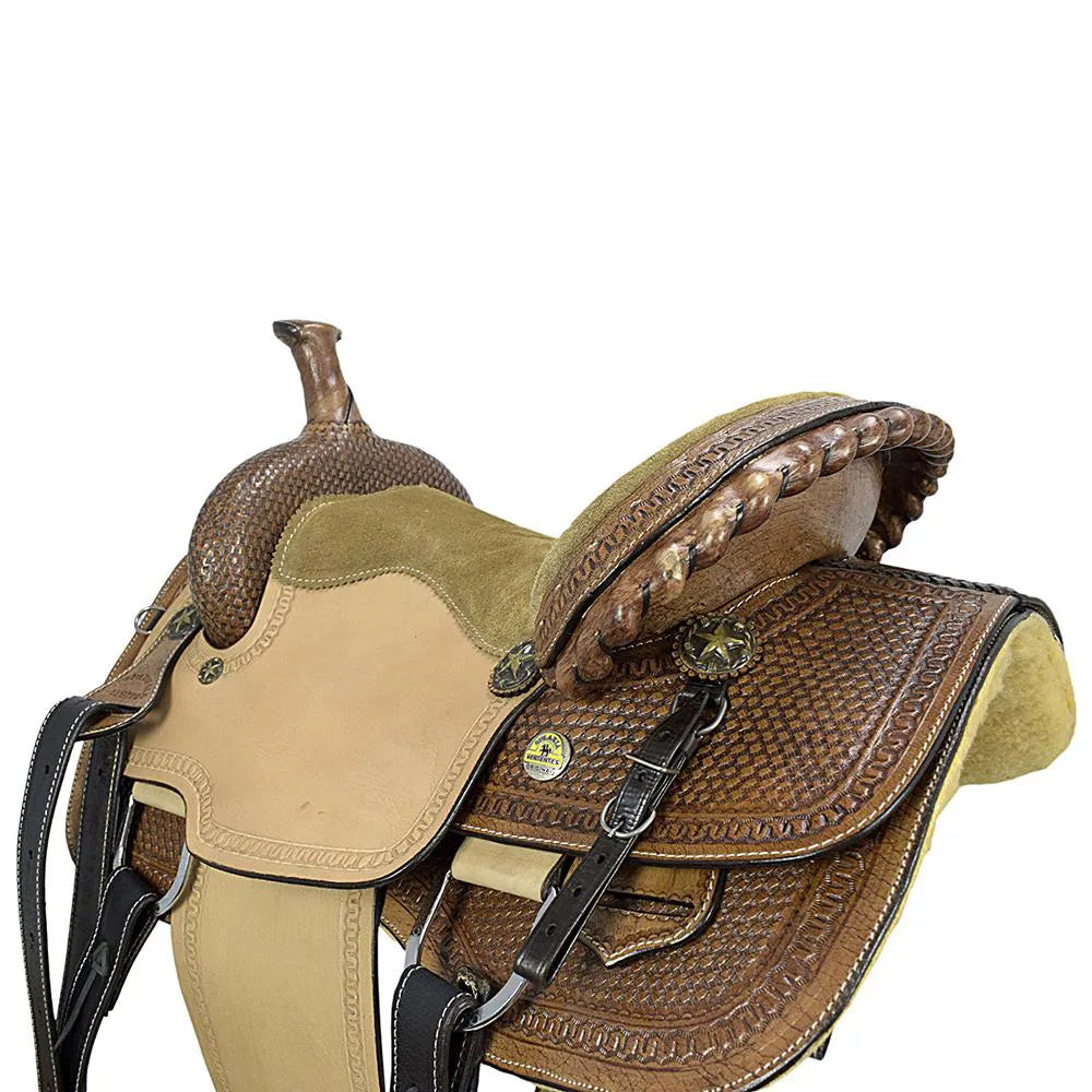 Roping Western Saddle Premium 16" Buffalo Leather - color Natural