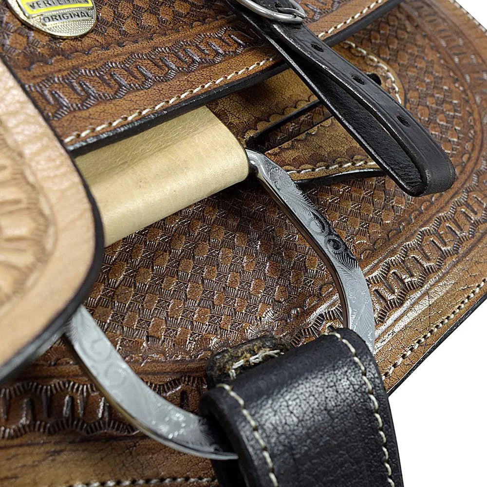 Roping Western Saddle Premium 16" Buffalo Leather - color Natural
