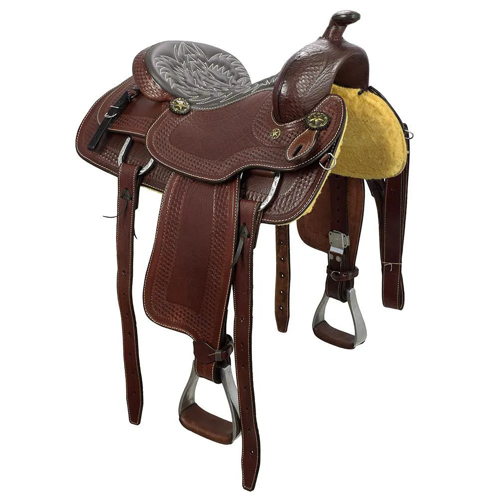 Reining & Trail Riding Western Saddle 15" Buffalo Leather - color Brown