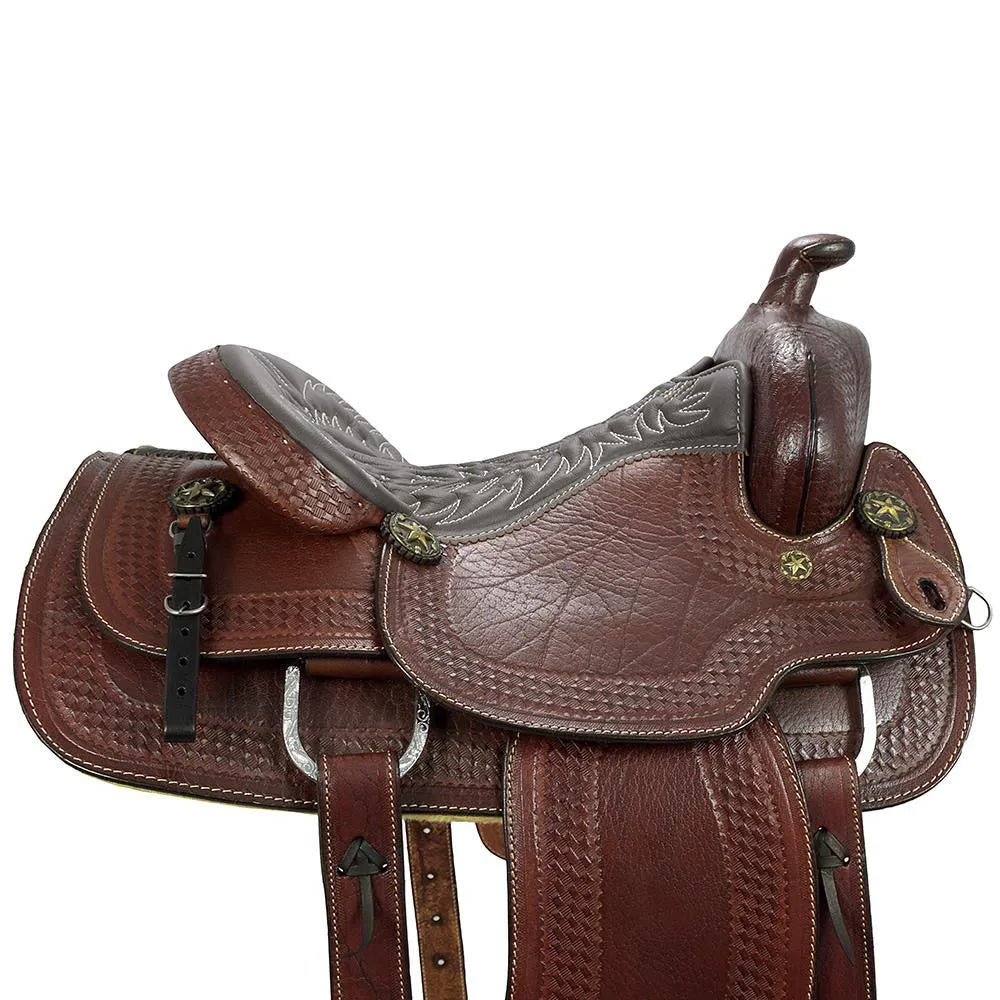 Reining & Trail Riding Western Saddle 15" Buffalo Leather - color Brown
