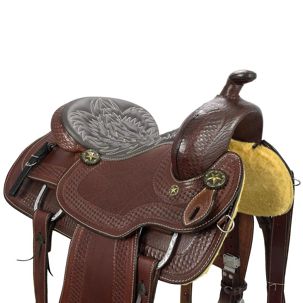 Reining & Trail Riding Western Saddle 15" Buffalo Leather - color Brown